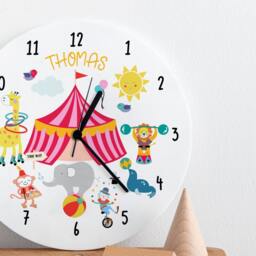 Personalised Children's Wall Clock - Circus Nursery Kids Bedroom Decor Gift - thumbnail 2