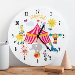Personalised Children's Wall Clock - Circus Nursery Kids Bedroom Decor Gift - thumbnail 1
