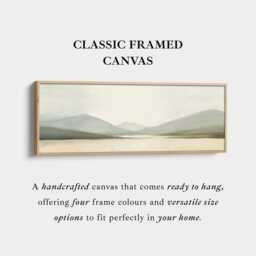 Narrow Horizontal Landscape Wall Art Sage Cream Panoramic Canvas Print For Bedroom Living Room Above Bed - thumbnail 2