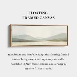 Narrow Horizontal Landscape Wall Art Sage Cream Panoramic Canvas Print For Bedroom Living Room Above Bed - thumbnail 3