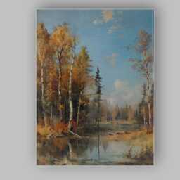 Autumn Birch Trees Woodland Lake Scenic Landscape Canvas Wall Art Print Decor Picture Ready To Hang - thumbnail 1