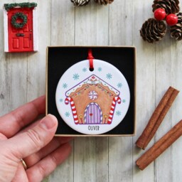 Personalised Gingerbread House Decoration , Christmas Tree Decoration, Gingerbread Stocking Filler - thumbnail 2