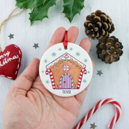 Personalised Gingerbread House Decoration , Christmas Tree Decoration, Gingerbread Stocking Filler - thumbnail 3