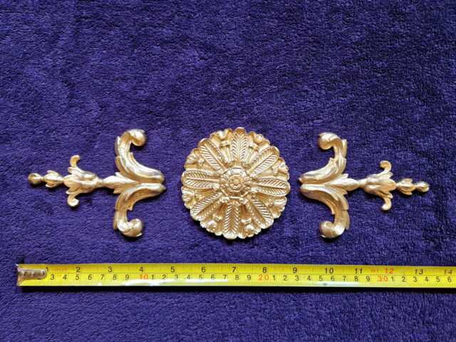 Ornate Applique Panel Louis Xv Gilt White French Style Decorative Wall Furniture Onlay Moulding Pediment Plastic Decoration - image 1