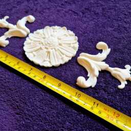 Ornate Applique Panel Louis Xv Gilt White French Style Decorative Wall Furniture Onlay Moulding Pediment Plastic Decoration - thumbnail 3