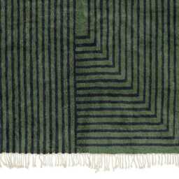 Modern Moroccan Wool Rug - Handwoven Green & Black Geometric Design - Berber Carpet Minimalist Area - thumbnail 2