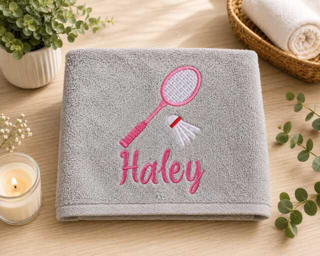 Personalised Embroidered Badminton Towel, Custom Name Gift - image 1