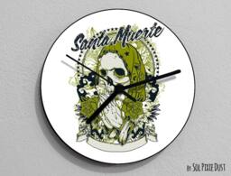 Santa Muerte Sugar Skull - Day Of The Dead -Dia De Los Muertos Calavera Wall Clock - thumbnail 1