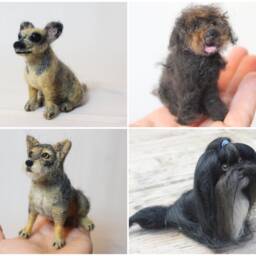 Needle Felted Dog Sculpture Custom Pet Portrait Replica - thumbnail 3