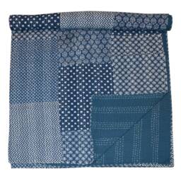 Patchwork Kantha Indigo Quilt Handmade Printed Gudari Quilts Boho Blanket Hand Stitched Quilt Throw Bed Cover Bedspread Cover - thumbnail 1