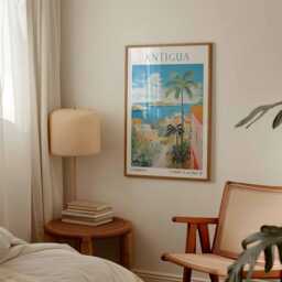 Antigua Travel Print, Vintage Poster, Caribbean Beach Sea Art, Travel Gift - thumbnail 3