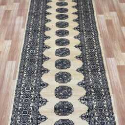 2.6x8 Beige Color Bokhara Rug - Runner Hallway Stairs Bukhara Living Room Woolen Afghan - thumbnail 3
