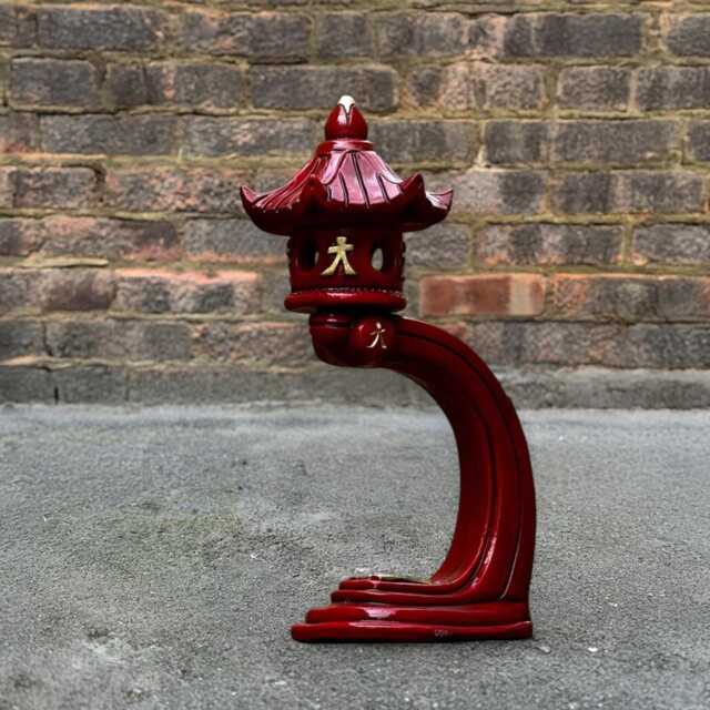 Red Japanese Pagoda Statue Oriental Stone Lantern Zen Temple Sculpture Asian Outdoor Ornament Handmade Concrete Decor Lover Gift - image 1