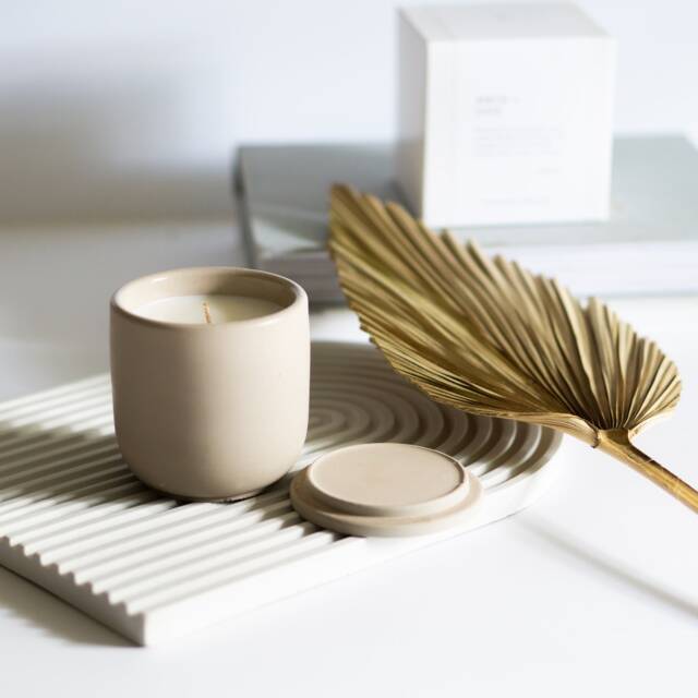 Birch & Sage Candle, Concrete Woodsy Bohemian Aesthetic Fall Autumn Candle - image 1