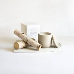 Birch & Sage Candle, Concrete Woodsy Bohemian Aesthetic Fall Autumn Candle - thumbnail 3