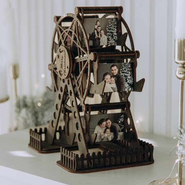Christmas Gifts Custom Wedding Photo Gift For Couple Wooden Ferris Wheel Valentines Day Personalized Unique Anniversary Him Her - image 1