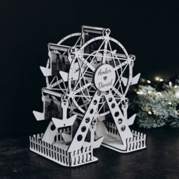 Christmas Gifts Custom Wedding Photo Gift For Couple Wooden Ferris Wheel Valentines Day Personalized Unique Anniversary Him Her - thumbnail 2