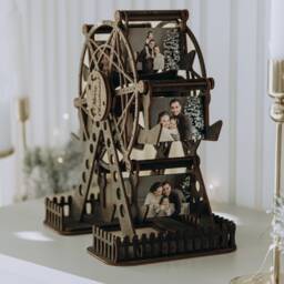 Christmas Gifts Custom Wedding Photo Gift For Couple Wooden Ferris Wheel Valentines Day Personalized Unique Anniversary Him Her - thumbnail 1