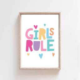 Girls Rule Print, Girls Nursery Print, Bedroom Prints, Decor, Kids Wall Art, Gift For Girls, Playroom Prints - thumbnail 2