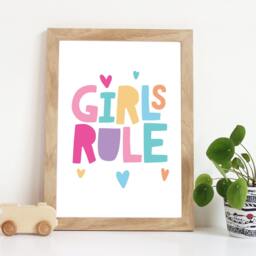 Girls Rule Print, Girls Nursery Print, Bedroom Prints, Decor, Kids Wall Art, Gift For Girls, Playroom Prints - thumbnail 1
