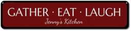 Gather Eat Laugh Sign, Kitchen Decor, Personalized Custom Name Room Wall Decor - Quality Aluminum Metal - thumbnail 2
