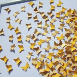 Handmade 3D Paper Art, White & Yellow Butterfly Heart, Framed Wall Decor - thumbnail 2