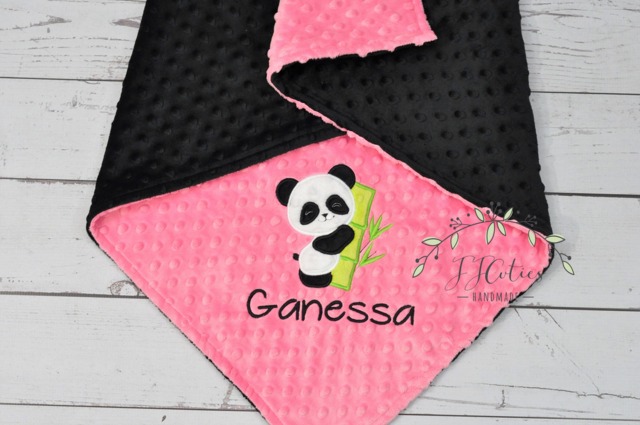Personalized Baby Blanket-Panda Baby Blanket-Panda Minky Blanket-Personalized Blanket-Minky Girl Blanket - image 1