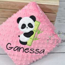 Personalized Baby Blanket-Panda Baby Blanket-Panda Minky Blanket-Personalized Blanket-Minky Girl Blanket - thumbnail 4