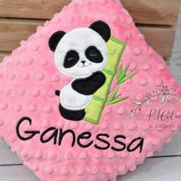 Personalized Baby Blanket-Panda Baby Blanket-Panda Minky Blanket-Personalized Blanket-Minky Girl Blanket - thumbnail 2