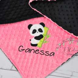 Personalized Baby Blanket-Panda Baby Blanket-Panda Minky Blanket-Personalized Blanket-Minky Girl Blanket - thumbnail 3
