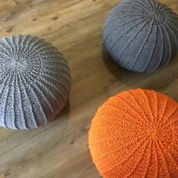 Crochet Mustard Pouf Ottoman Knit Footstool Knitted Pouffe Floor Kids Nurcery Decor Unstuffed - thumbnail 2