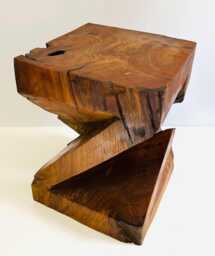 Rustic Twisted Teak Root Wooden Side Table, Coffee Table Indoor Outdoor Use, 40cm Height, Lamp End - thumbnail 1