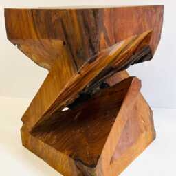 Rustic Twisted Teak Root Wooden Side Table, Coffee Table Indoor Outdoor Use, 40cm Height, Lamp End - thumbnail 4