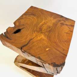 Rustic Twisted Teak Root Wooden Side Table, Coffee Table Indoor Outdoor Use, 40cm Height, Lamp End - thumbnail 3