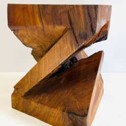 Rustic Twisted Teak Root Wooden Side Table, Coffee Table Indoor Outdoor Use, 40cm Height, Lamp End - thumbnail 2