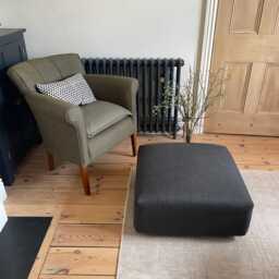 Footstool Stunning Beautiful Compact Square Charcoal Footstool Cotton Blend - Can Deliver - thumbnail 4