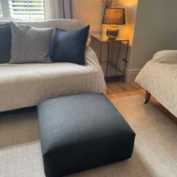 Footstool Stunning Beautiful Compact Square Charcoal Footstool Cotton Blend - Can Deliver - thumbnail 2