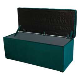 Emerald Green Buttoned Storage Box - Velvet Ottoman Handmade in Britain - thumbnail 2