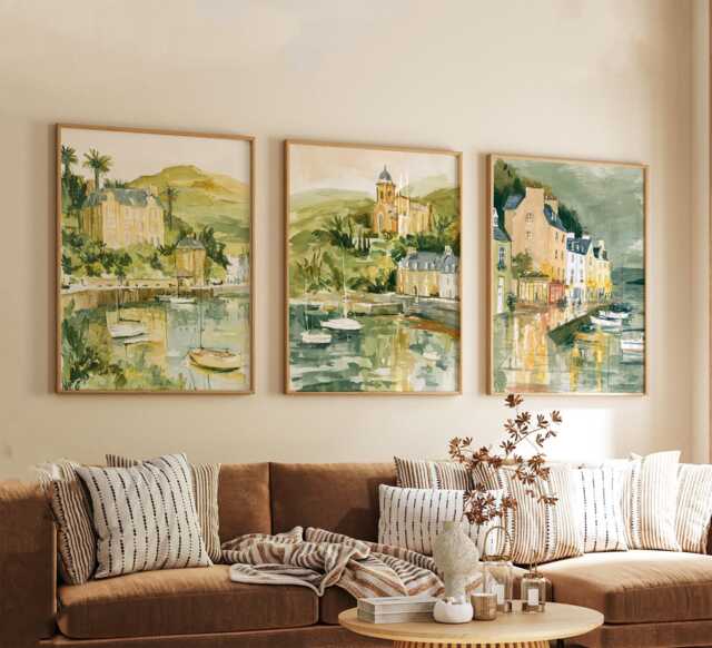 Set Of 3 Portree Posters, Isle Skye Wall Art, Scottish Coastal Print Set, Seaside Decor, Modern Travel Artwork, UK Landscape Style - image 1