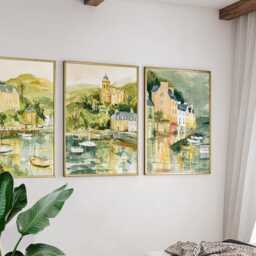 Set Of 3 Portree Posters, Isle Skye Wall Art, Scottish Coastal Print Set, Seaside Decor, Modern Travel Artwork, UK Landscape Style - thumbnail 4
