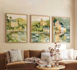 Set Of 3 Portree Posters, Isle Skye Wall Art, Scottish Coastal Print Set, Seaside Decor, Modern Travel Artwork, UK Landscape Style