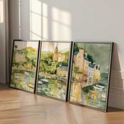 Set Of 3 Portree Posters, Isle Skye Wall Art, Scottish Coastal Print Set, Seaside Decor, Modern Travel Artwork, UK Landscape Style - thumbnail 3