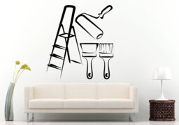 Set Of Repair Tools Latter Paint Brush Roller Wall Decal Vinyl Sticker Mural Room Decor L935 - thumbnail 1