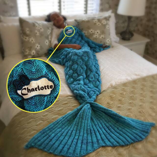 Personalised Mermaid Tail Blanket/The Siren's Lagoon - Turquoise Gift - image 1