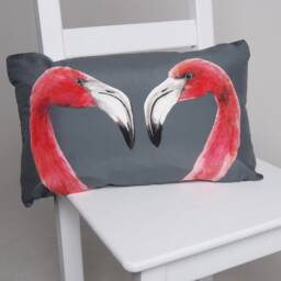 Flamingo Cushion - Handmade Digitally Printed Silk Cushion - thumbnail 1