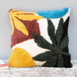 Tufted Leaf Cotton Pillow Case Boho Decorative Cushion Cover - thumbnail 3