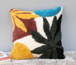 Tufted Leaf Cotton Pillow Case Boho Decorative Cushion Cover