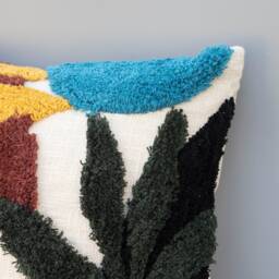 Tufted Leaf Cotton Pillow Case Boho Decorative Cushion Cover - thumbnail 2