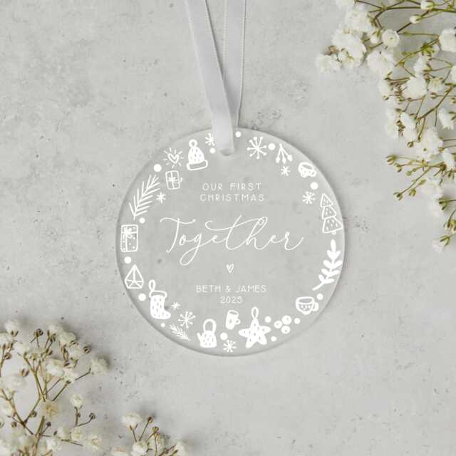 First Christmas Together Personalised Frosted Ornament - Couple Gift - image 1