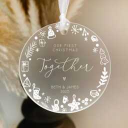 First Christmas Together Personalised Frosted Ornament - Couple Gift - thumbnail 2